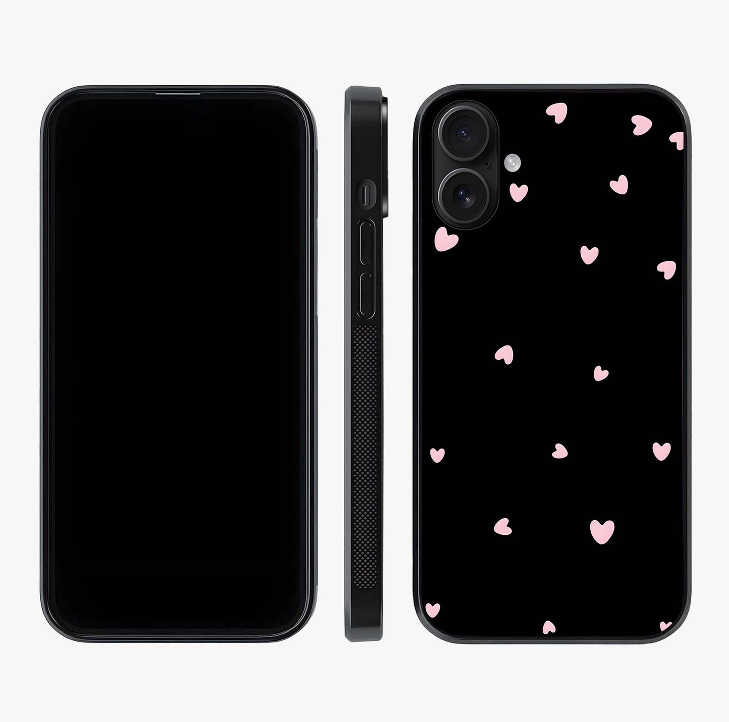 Pink Love Drops Glass Case displayed upright for full design visibility and premium finish.