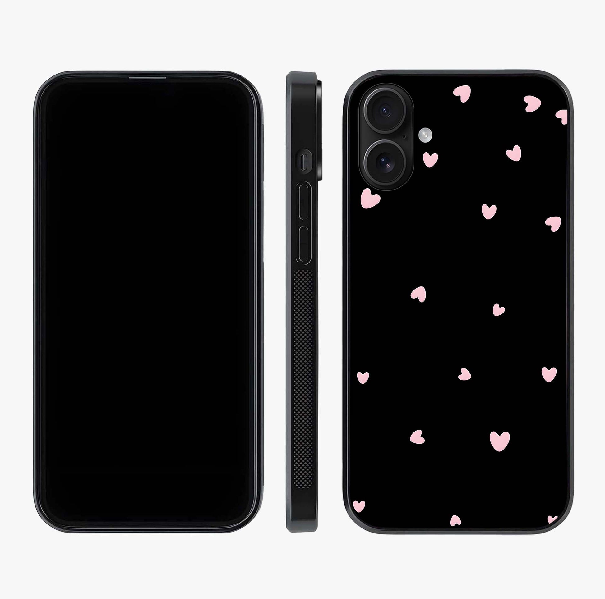 Pink Love Drops Glass Case displayed upright for full design visibility and premium finish.