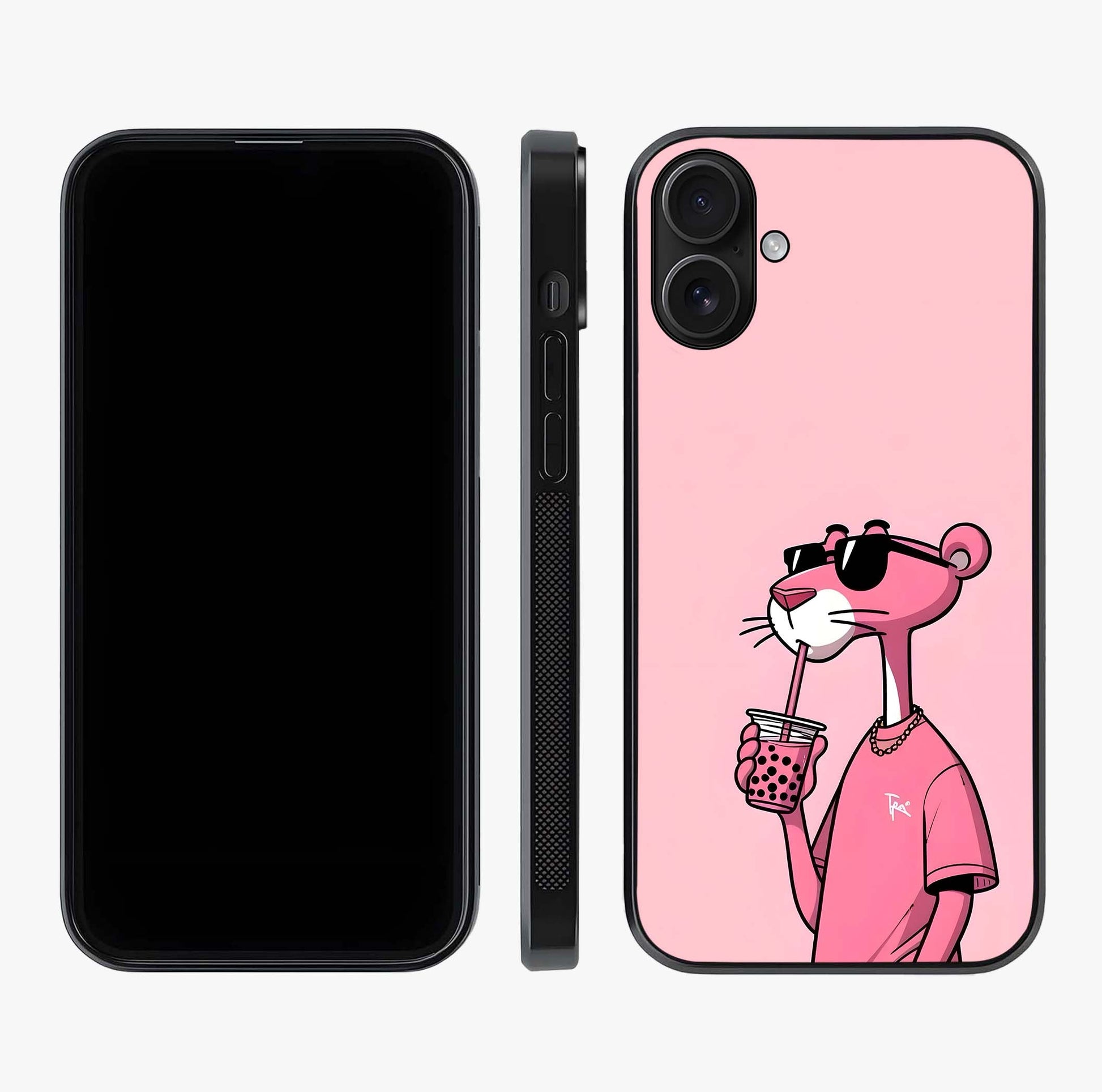 Pink Panther Glass Case displayed upright for full design visibility and premium finish.