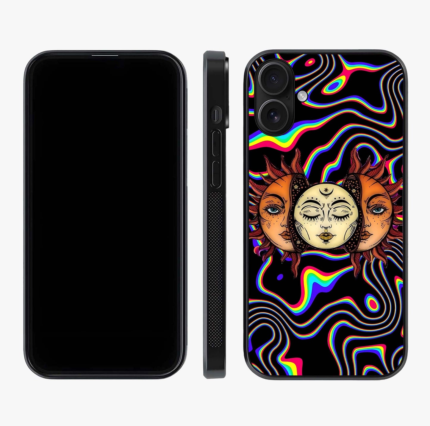 Psychedelic Sun Glass Case displayed upright for full design visibility and premium finish.