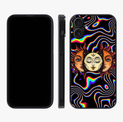 Psychedelic Sun Glass Case displayed upright for full design visibility and premium finish.