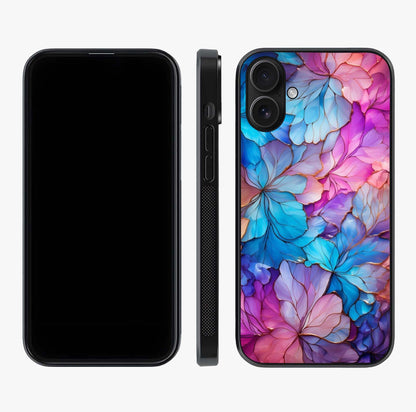 Radiant Floral Whirl Glass Case displayed upright for full design visibility and premium finish.
