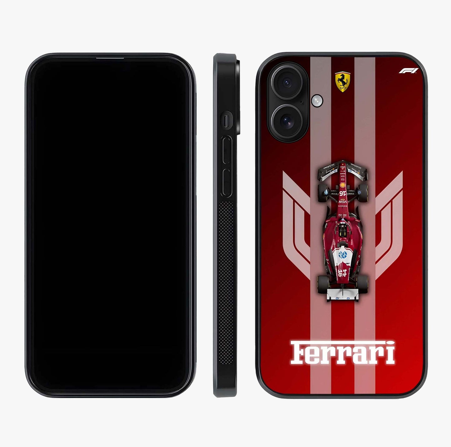 Red Ferrari F1 Vertical Glass Case displayed upright for full design visibility and premium finish.