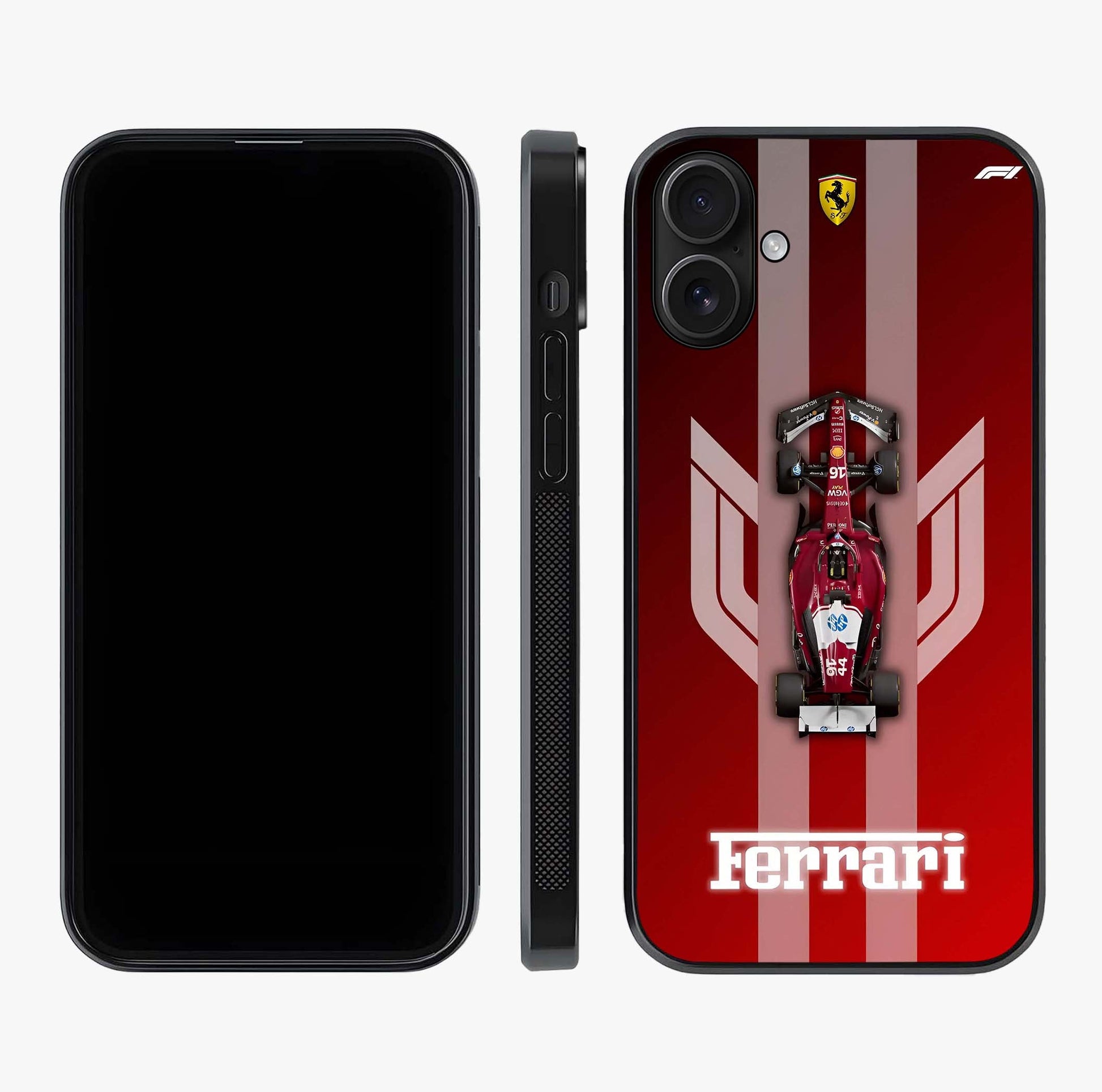 Red Ferrari F1 Vertical Glass Case displayed upright for full design visibility and premium finish.