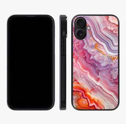 Rose Quartz Marble Glass Case displayed upright for full design visibility and premium finish.