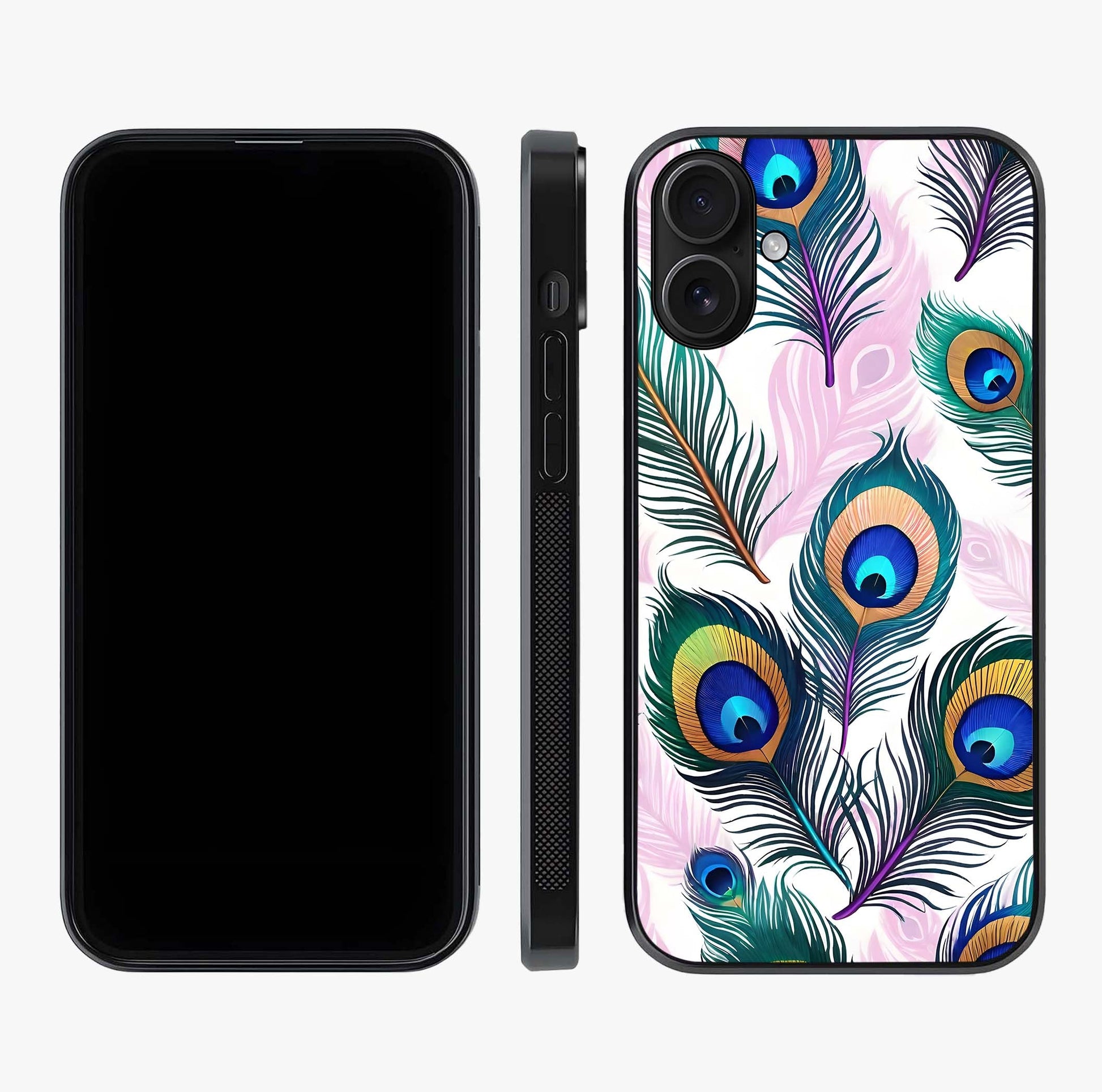 Royal Peacock Feathers Glass Case displayed upright for full design visibility and premium finish.
