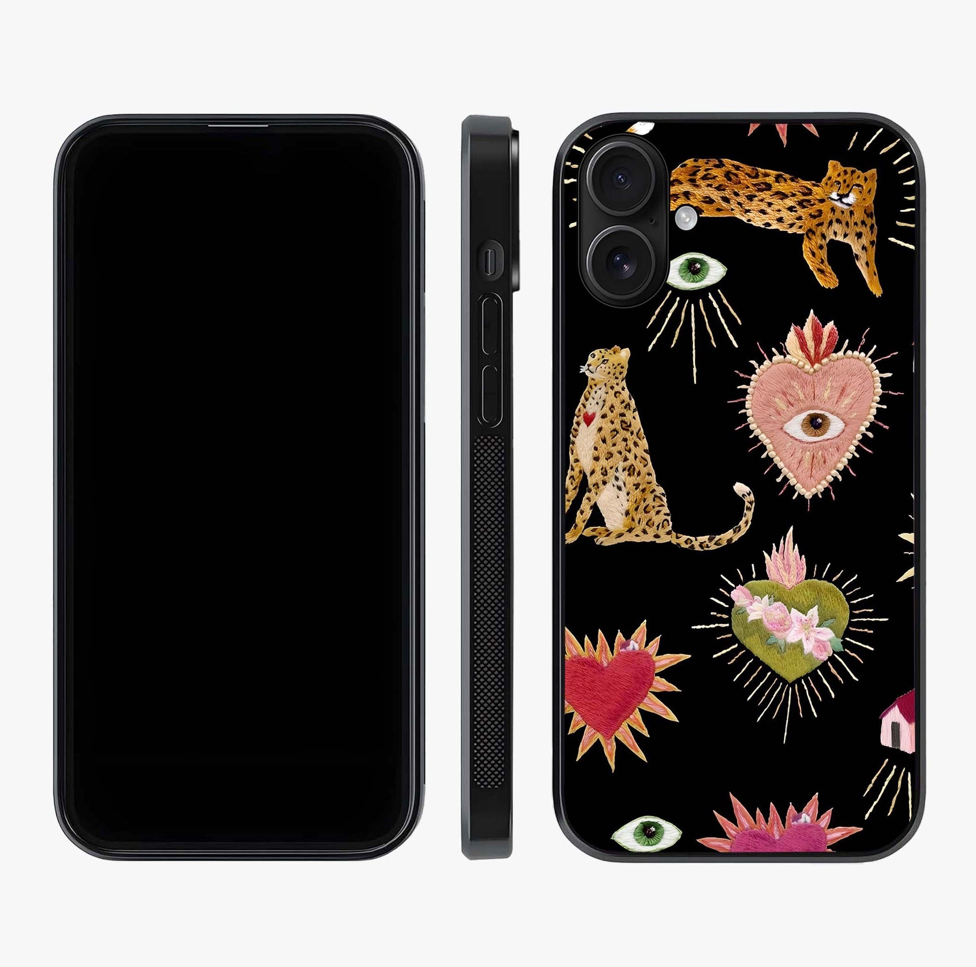 Sacred Jungle Heart Glass Case displayed upright for full design visibility and premium finish.