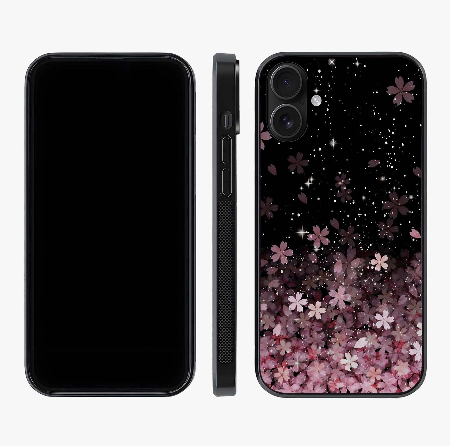 Small Starry Flowers Glass Case displayed upright for full design visibility and premium finish.