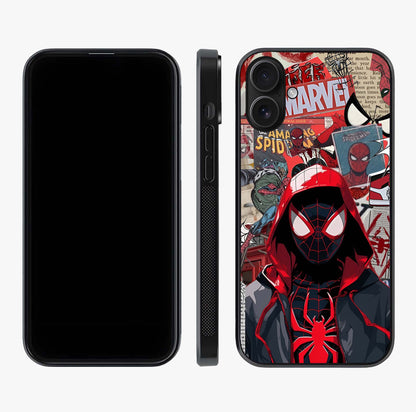 Spider Collage Street Glass Case displayed upright for full design visibility and premium finish.