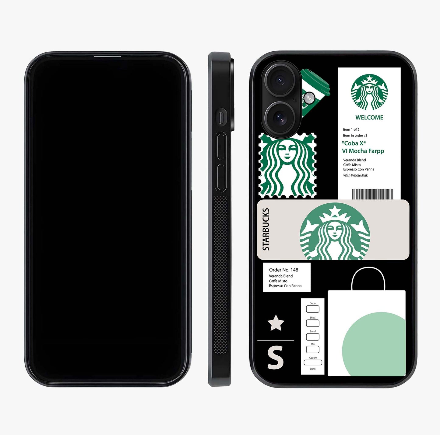 Starbucks Mocha Glass Case displayed upright for full design visibility and premium finish.