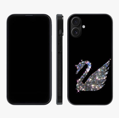 Starlit Swan Grace Glass Case displayed upright for full design visibility and premium finish.