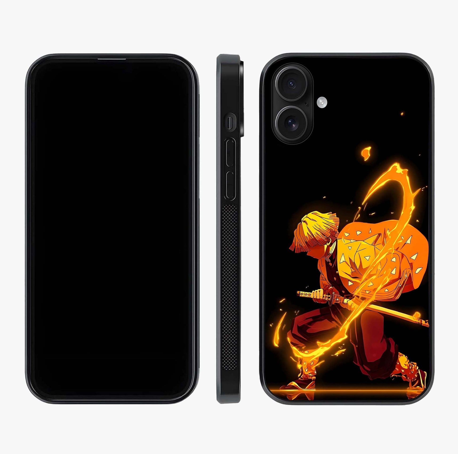 Thunder Flame Execution Glass Case displayed upright for full design visibility and premium finish.