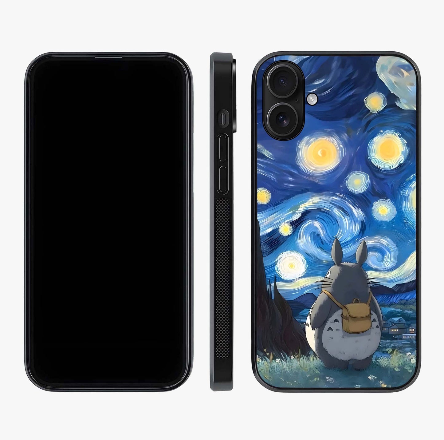 Totoro In Van Gogh Art Glass Case displayed upright for full design visibility and premium finish.
