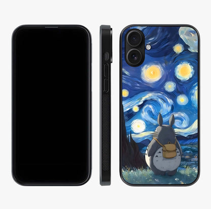 Totoro In Van Gogh Art Glass Case displayed upright for full design visibility and premium finish.
