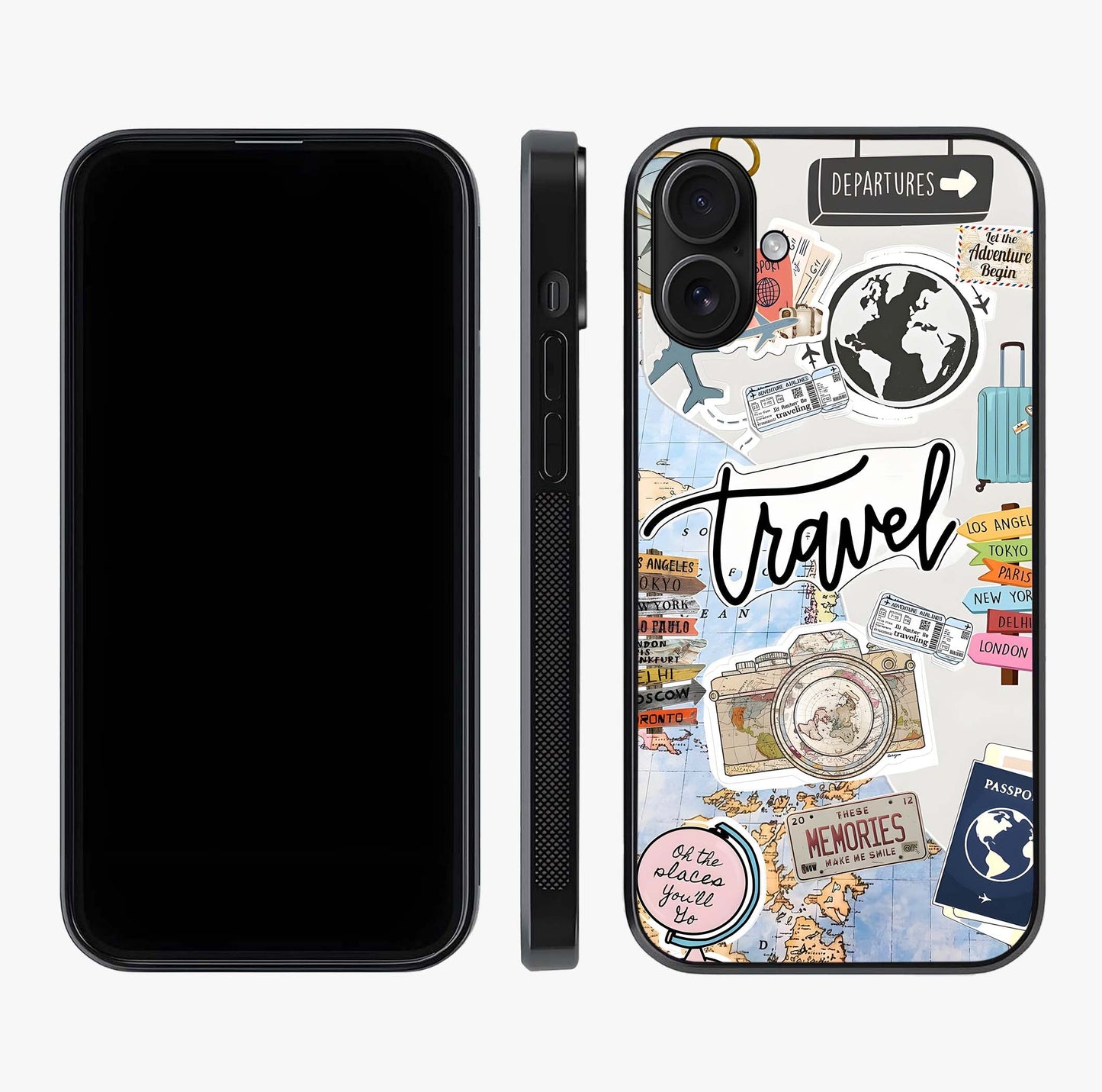 Wanderlust Journal Glass Case displayed upright for full design visibility and premium finish.