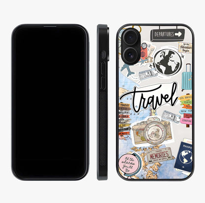 Wanderlust Journal Glass Case displayed upright for full design visibility and premium finish.