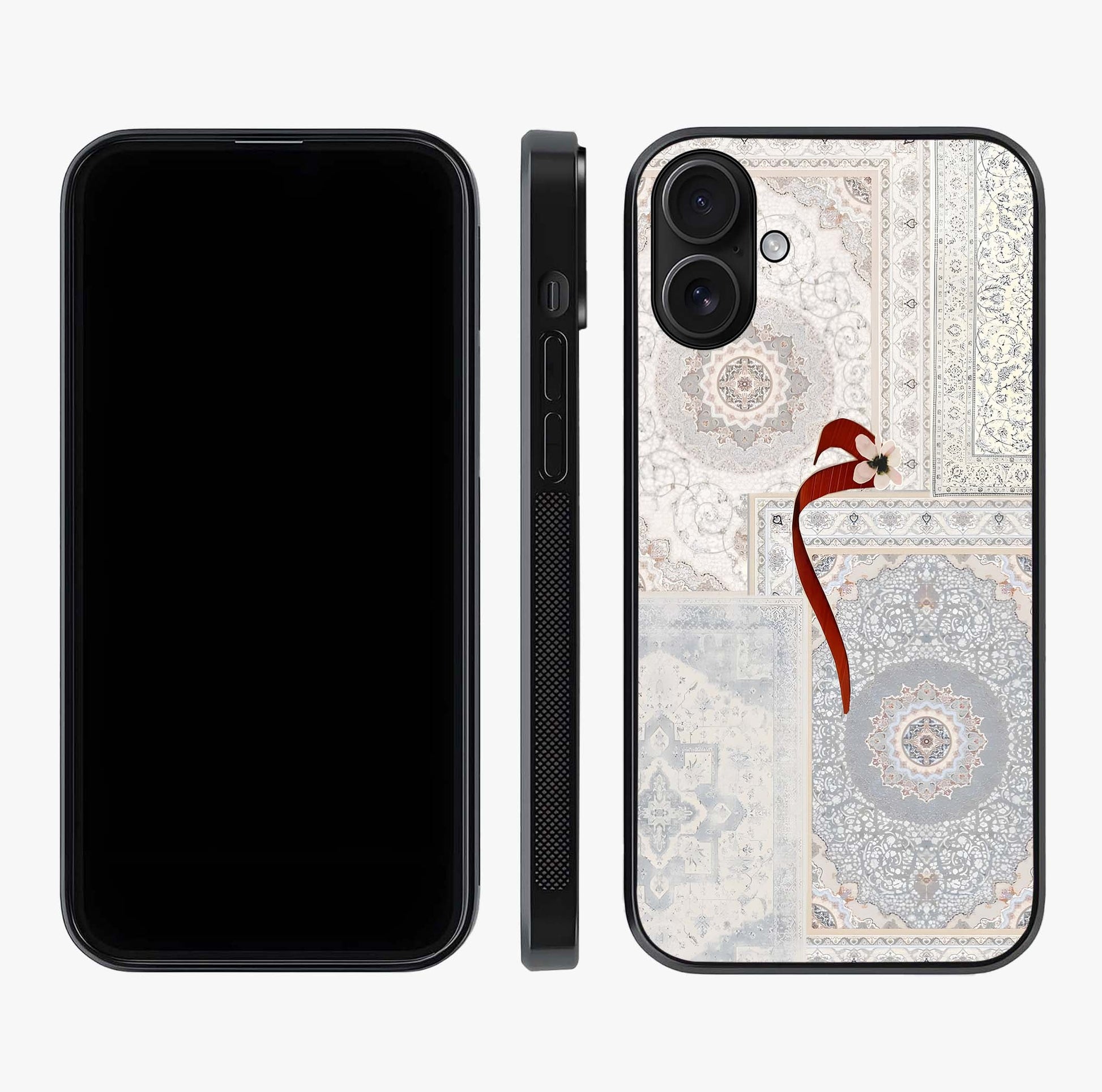 White Aesthetic Bow Glass Case displayed upright for full design visibility and premium finish.