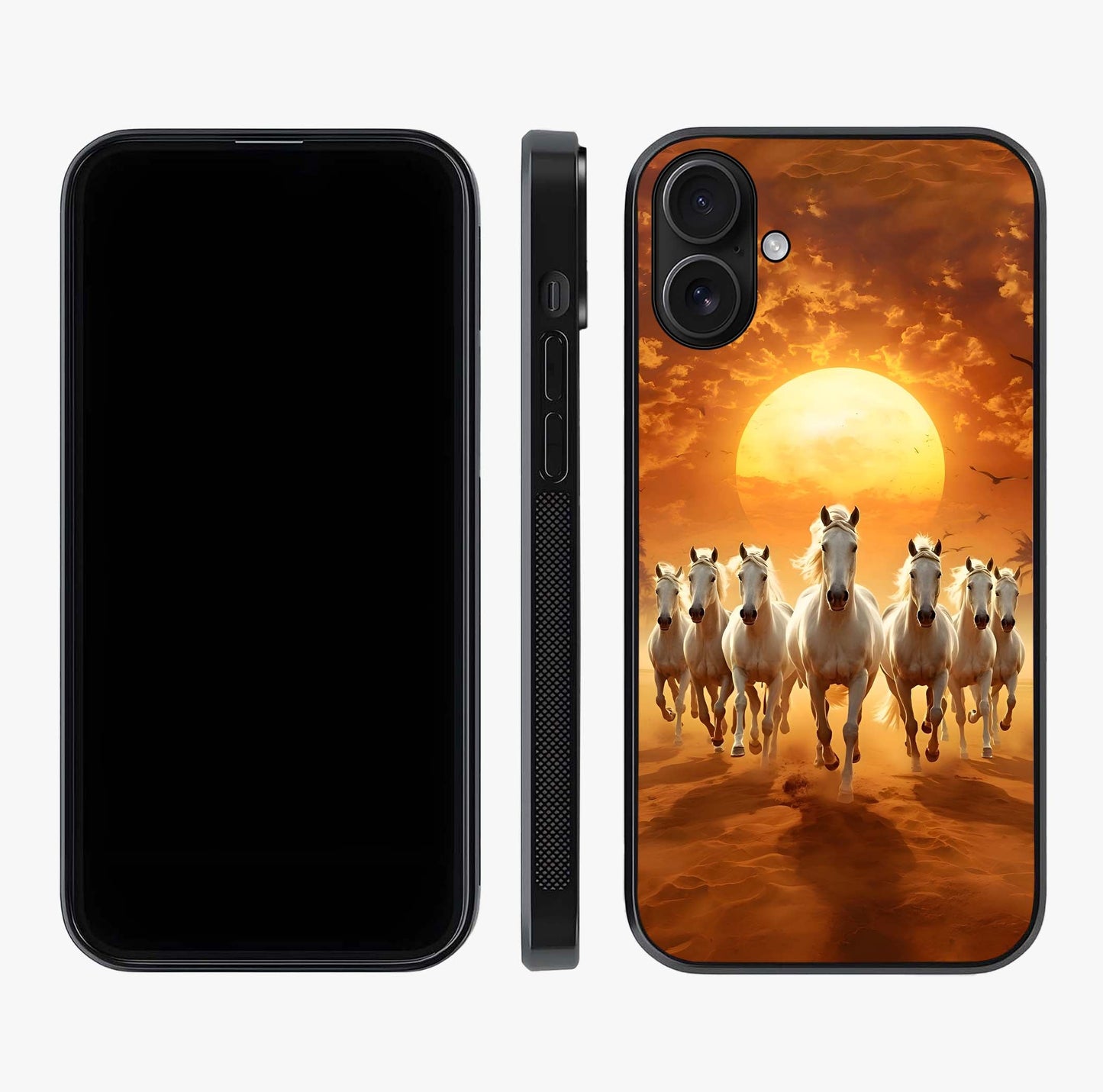 Wild Sunset Majesty Glass Case displayed upright for full design visibility and premium finish.