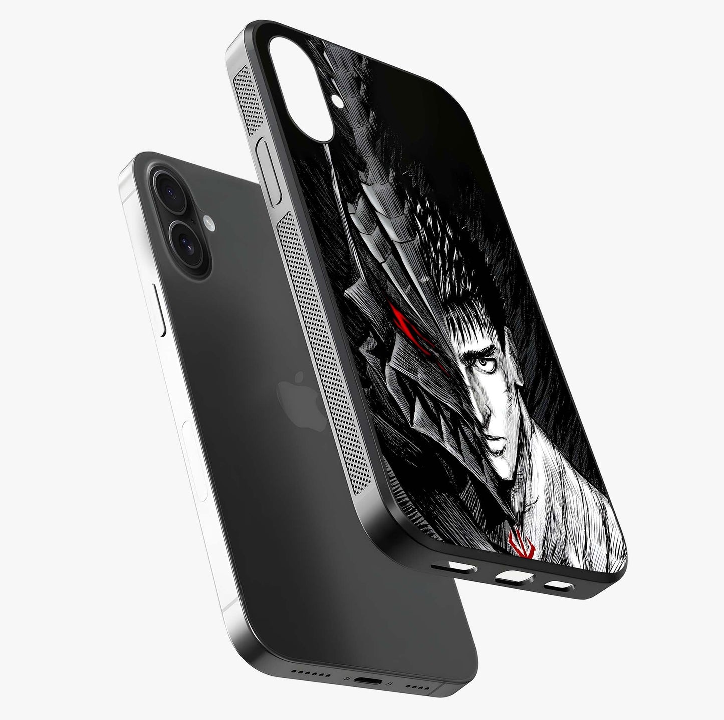 Berserker Blood Oath Glass Case laid diagonally highlighting side profile, edges and glossy glass shine.