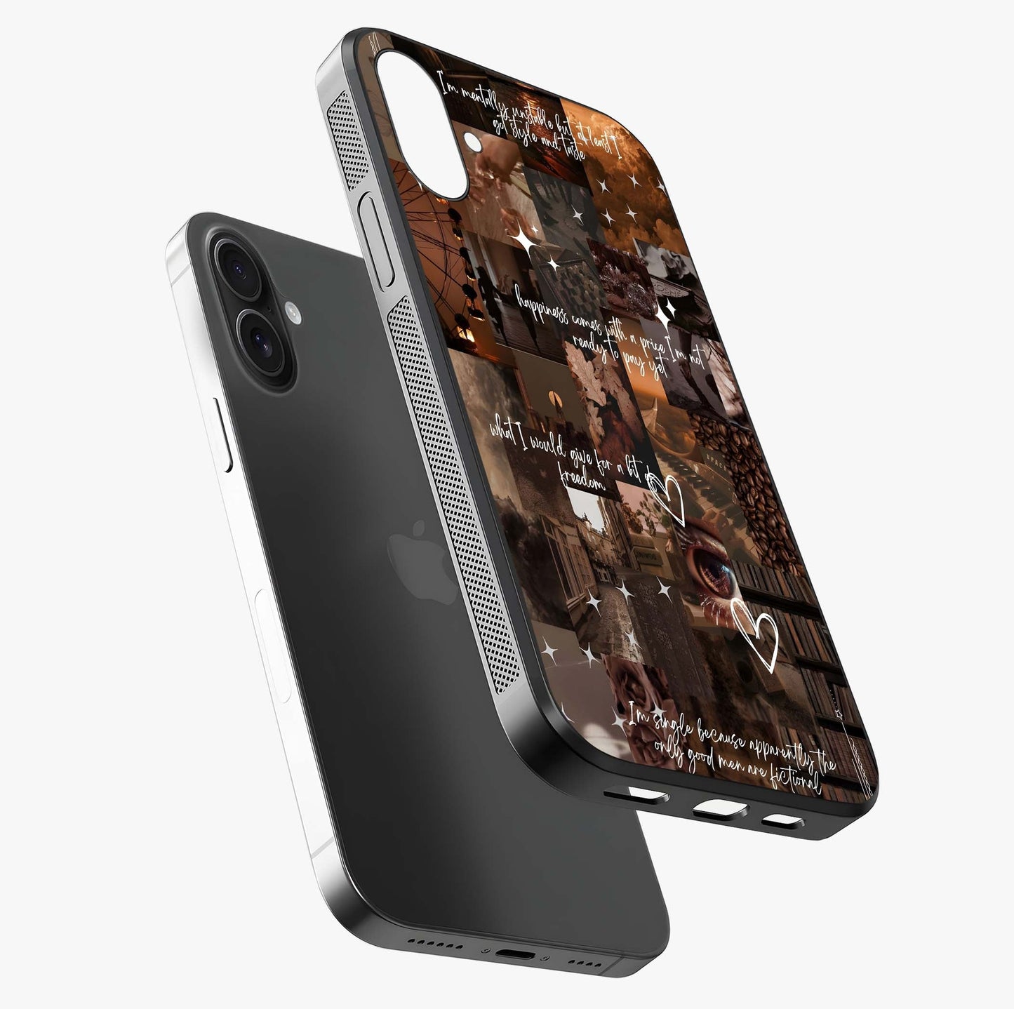 Bittersweet Aesthetic Chaos Glass Case laid diagonally highlighting side profile, edges and glossy glass shine.