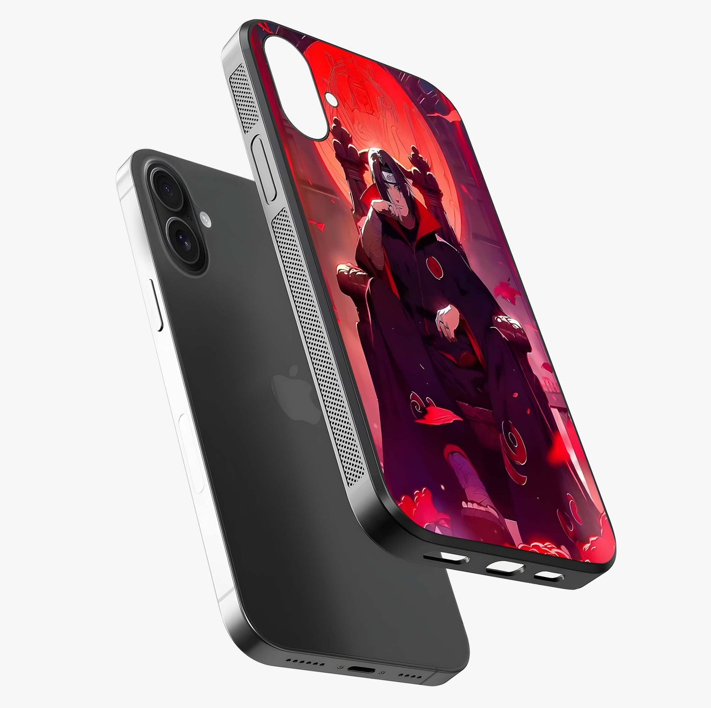 Blood Moon Sovereign Glass Case laid diagonally highlighting side profile, edges and glossy glass shine.