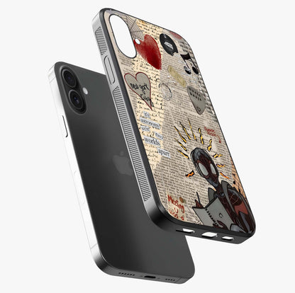 City Dream Sketch Glass Case laid diagonally highlighting side profile, edges and glossy glass shine.
