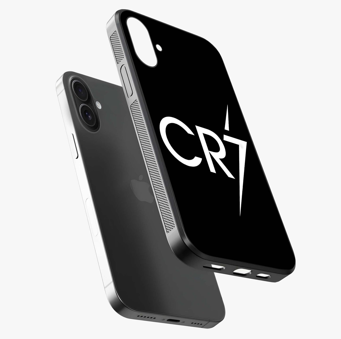 Cr7 Elite Strike Glass Case laid diagonally highlighting side profile, edges and glossy glass shine.