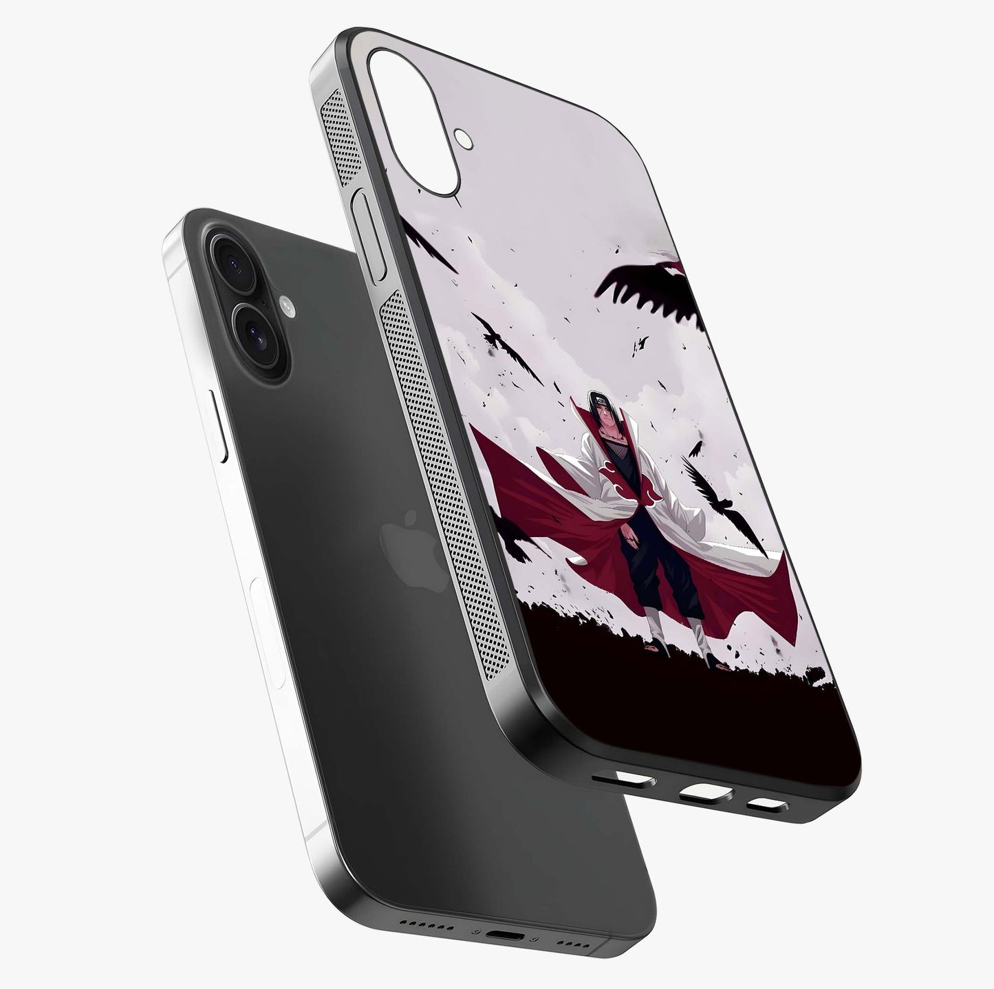 Crimson Crow Ascension Glass Case laid diagonally highlighting side profile, edges and glossy glass shine.