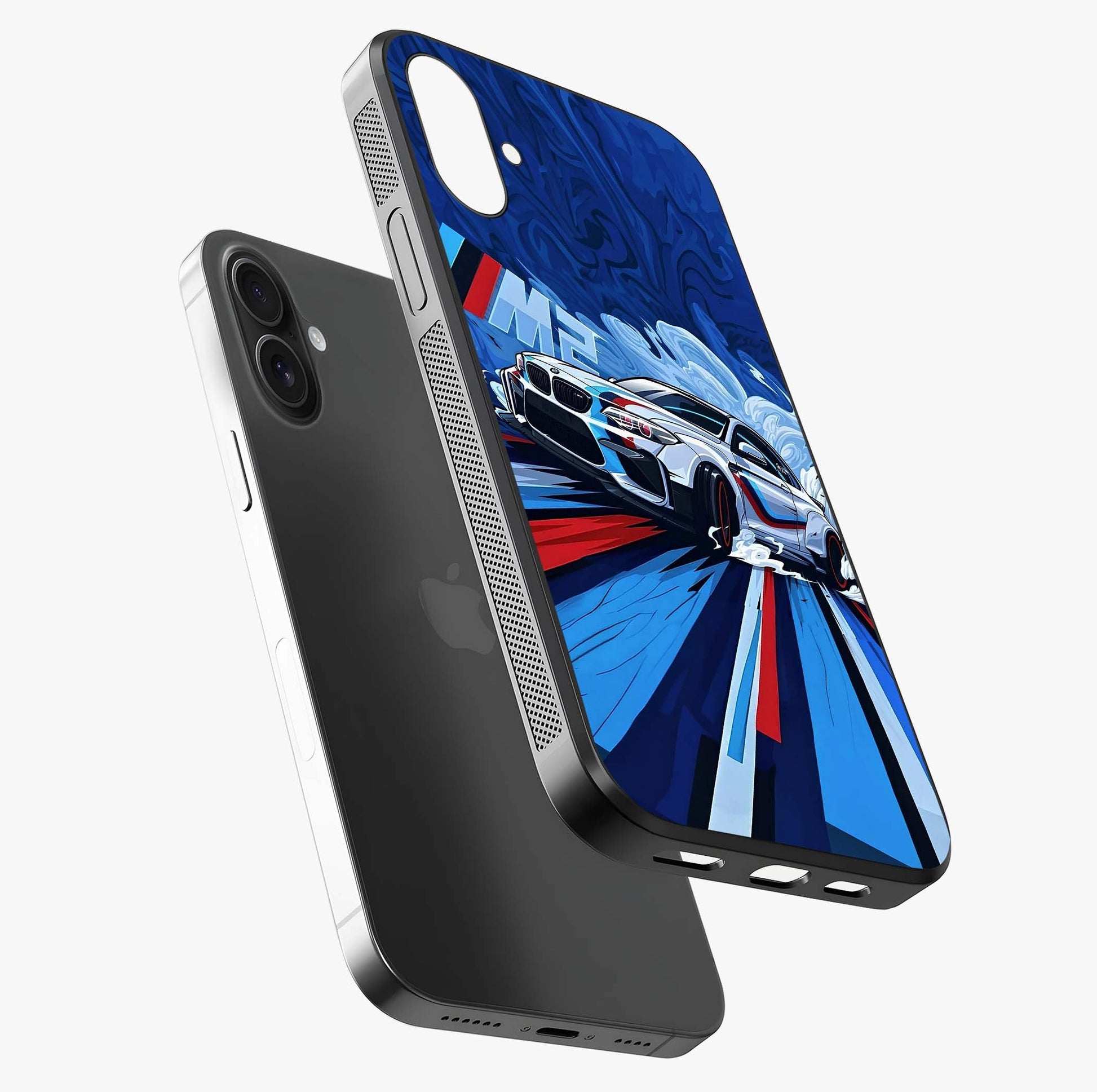 Drift Power Rush Glass Case laid diagonally highlighting side profile, edges and glossy glass shine.