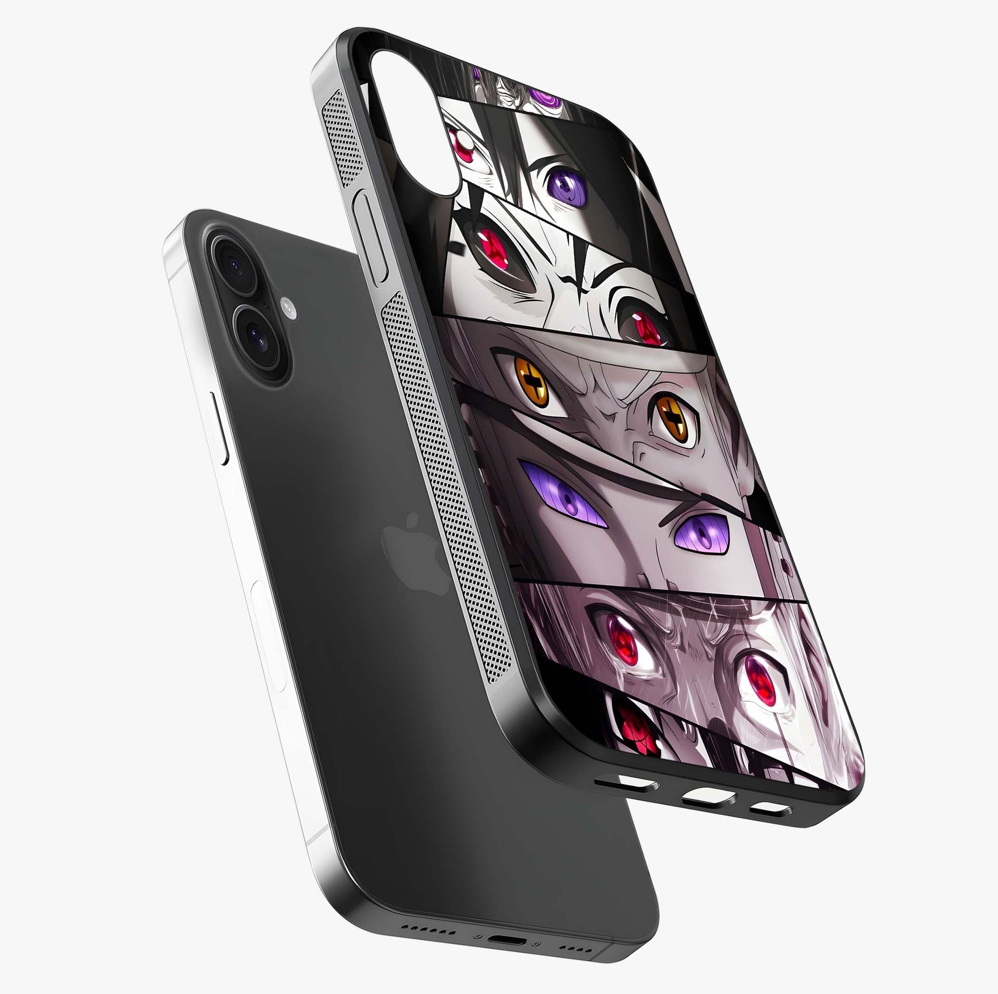 Eyes Of Destiny Glass Case laid diagonally highlighting side profile, edges and glossy glass shine.