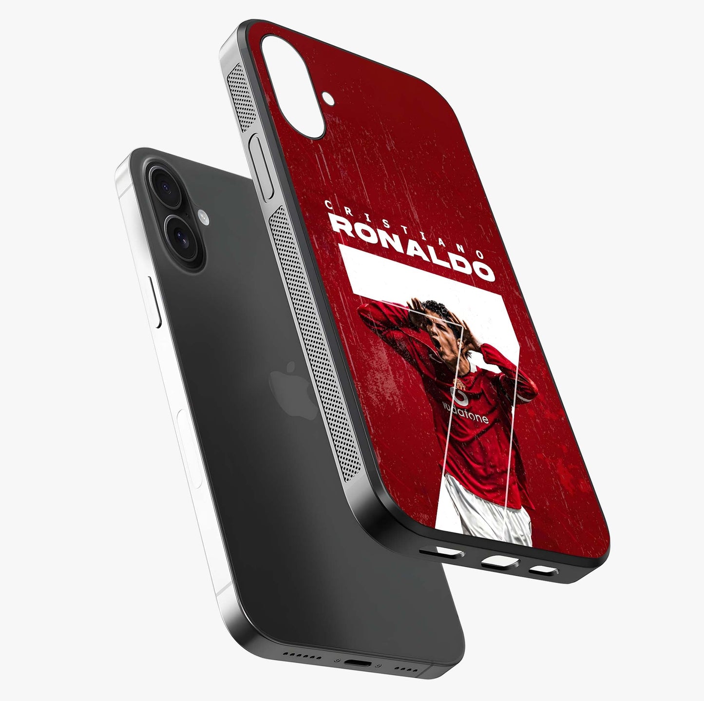 Goal Celebration Legacy Glass Case laid diagonally highlighting side profile, edges and glossy glass shine.