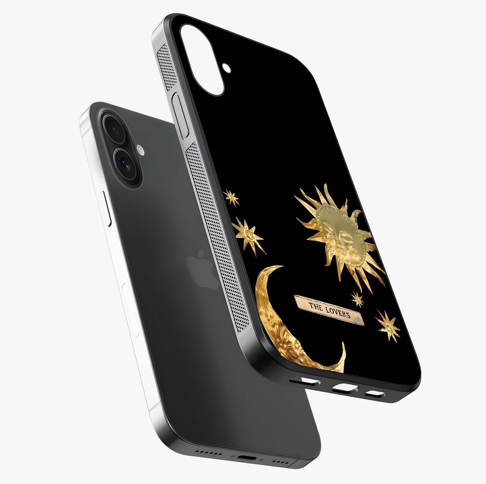 Gold Sun Blush Glass Case laid diagonally highlighting side profile, edges and glossy glass shine.