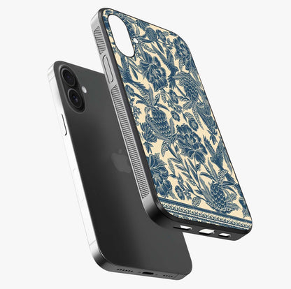Heirloom Wild Bloom Glass Case laid diagonally highlighting side profile, edges and glossy glass shine.