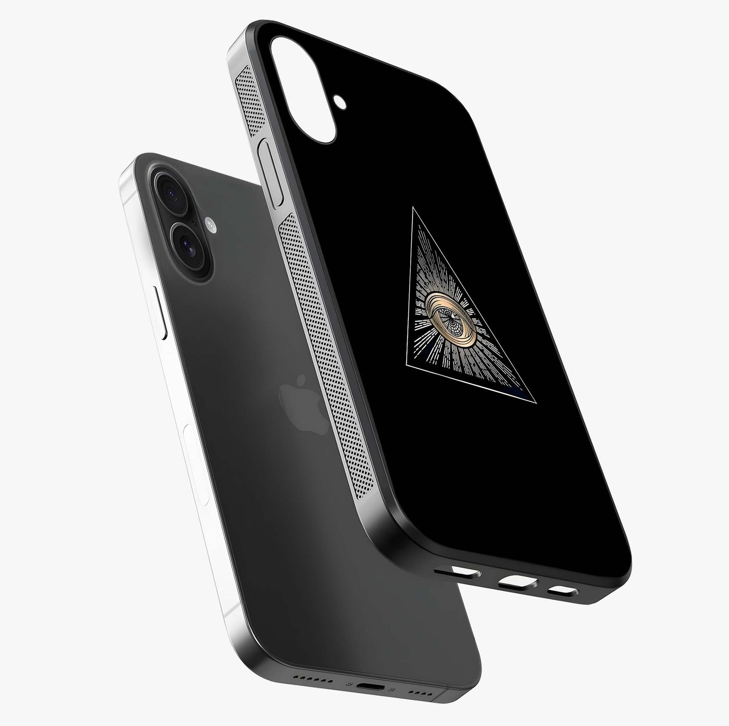Illuminati Evil Glass Case laid diagonally highlighting side profile, edges and glossy glass shine.