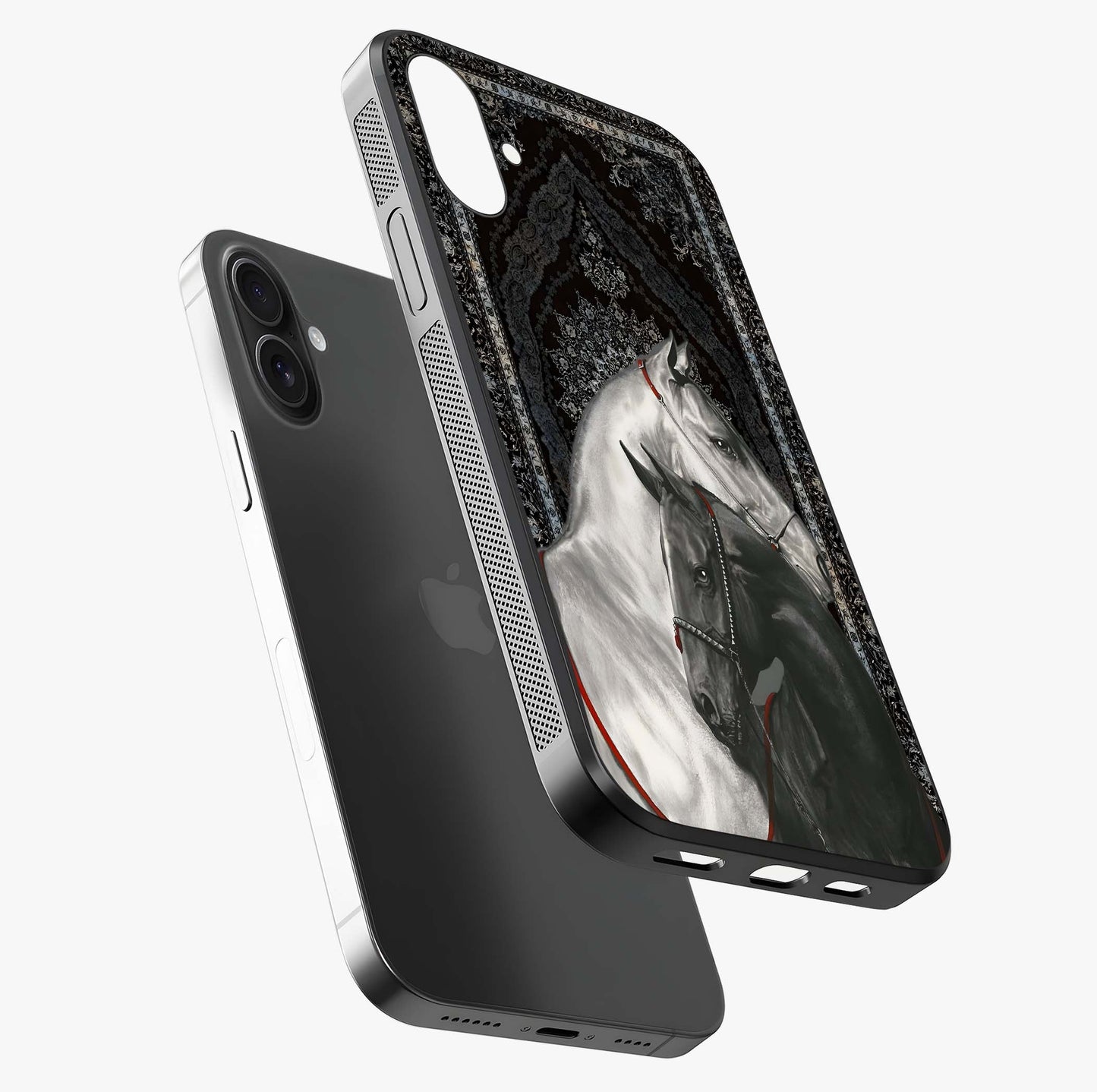 Majestic Ride Legacy Glass Case laid diagonally highlighting side profile, edges and glossy glass shine.