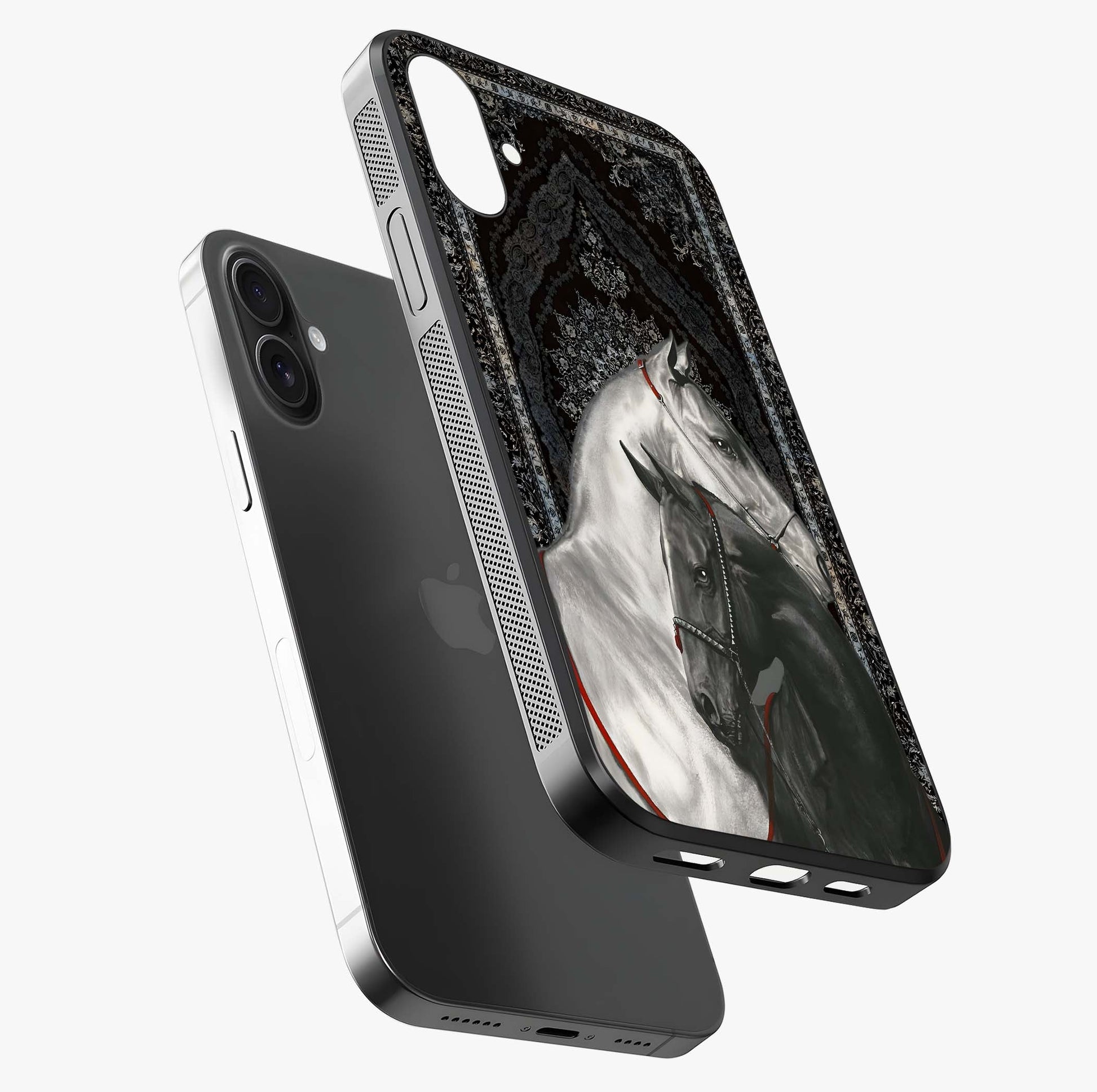 Majestic Ride Legacy Glass Case laid diagonally highlighting side profile, edges and glossy glass shine.