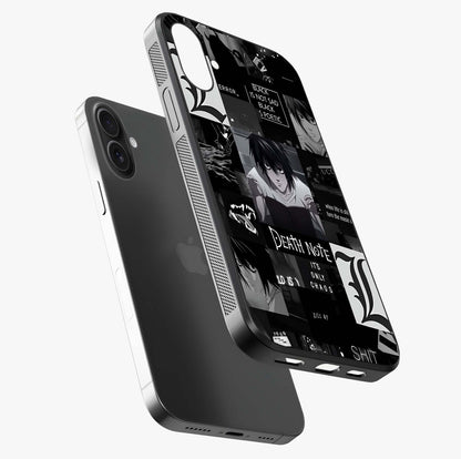 Midnight Chaos Mind Glass Case laid diagonally highlighting side profile, edges and glossy glass shine.