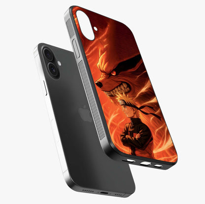 Nine Tails Legacy Glass Case laid diagonally highlighting side profile, edges and glossy glass shine.
