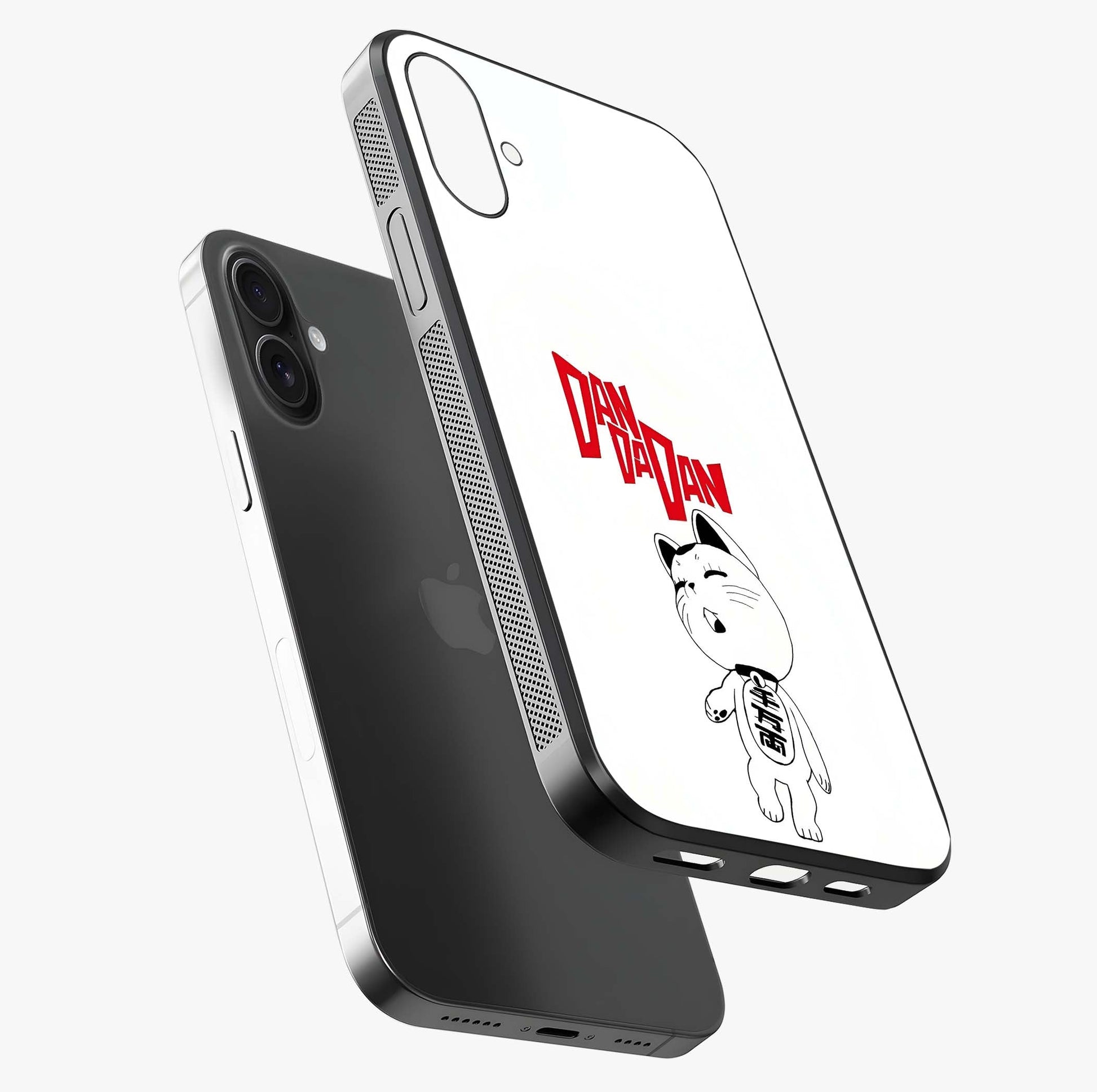 Playful Spirit Charm Glass Case laid diagonally highlighting side profile, edges and glossy glass shine.
