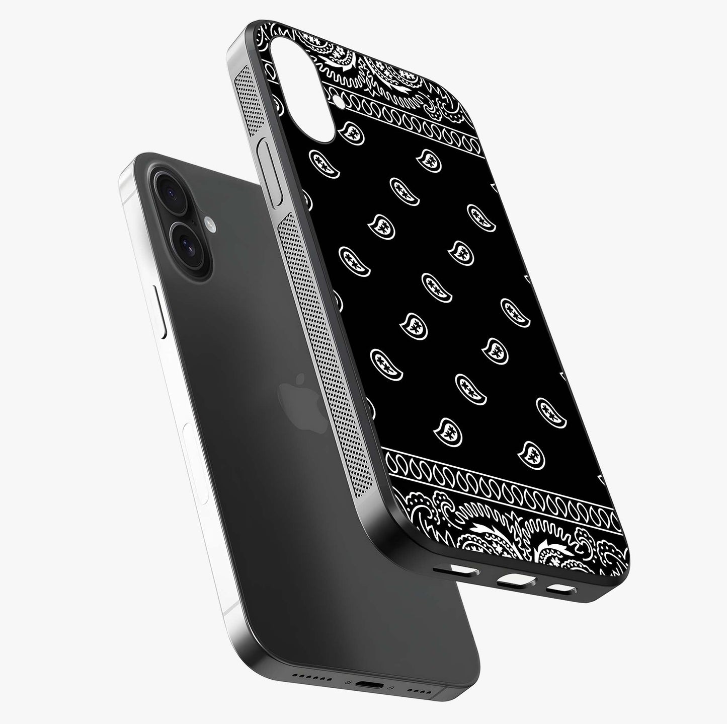 Retro Rebel Threads Glass Case laid diagonally highlighting side profile, edges and glossy glass shine.