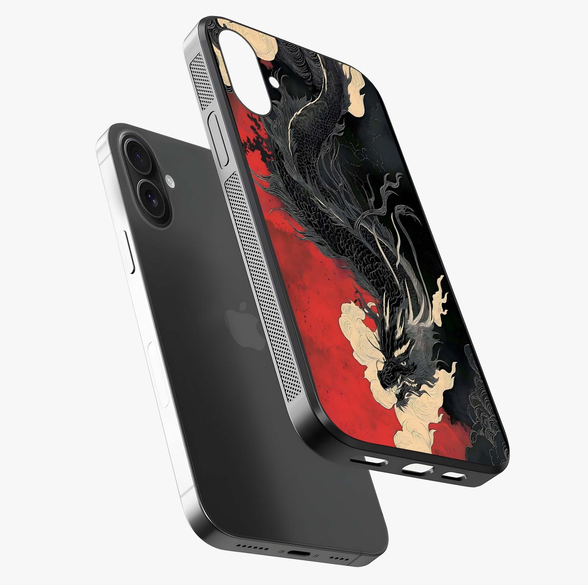 Shadow Dragon Fury Glass Case laid diagonally highlighting side profile, edges and glossy glass shine.