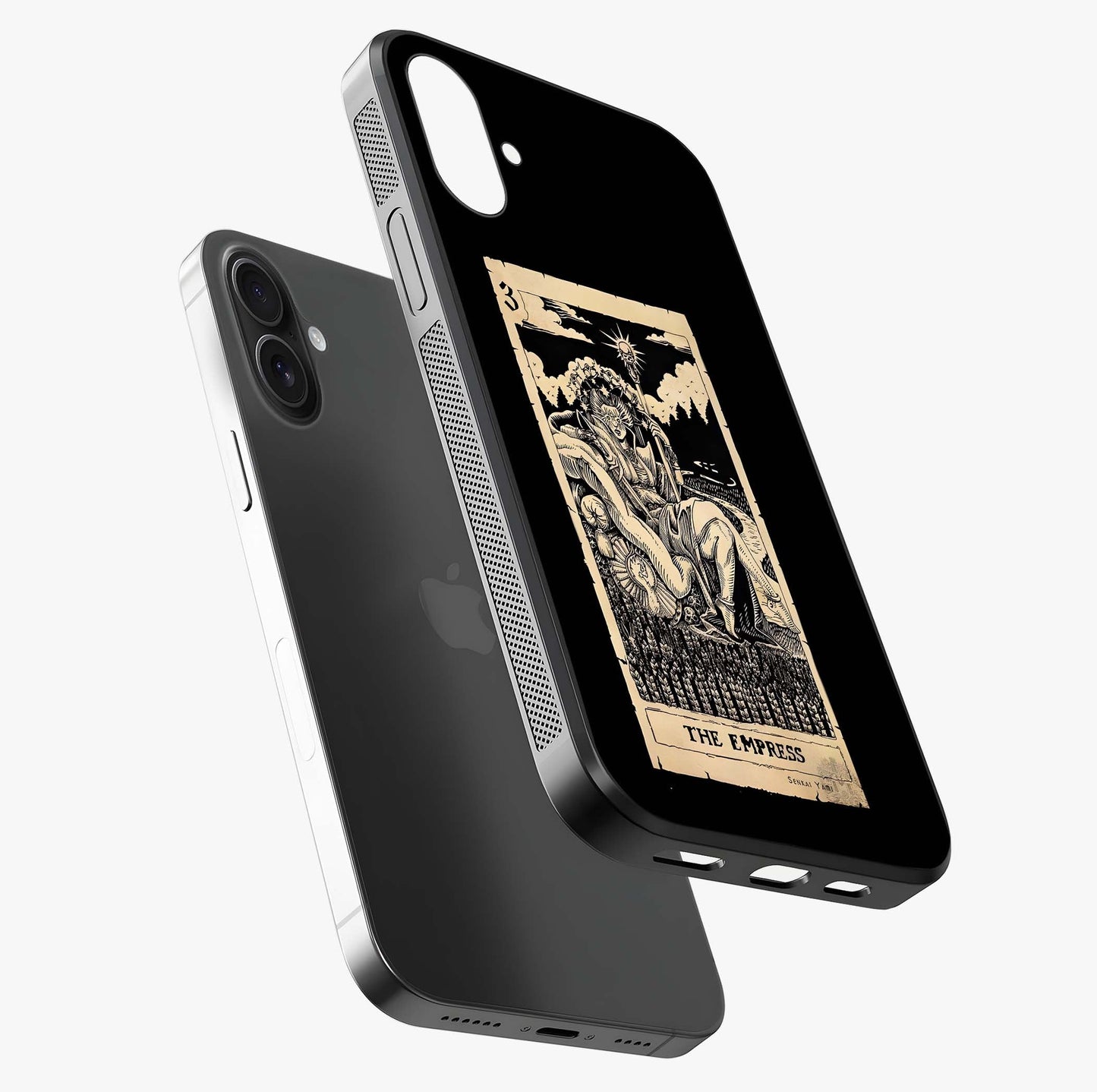 The Empress Glass Case laid diagonally highlighting side profile, edges and glossy glass shine.