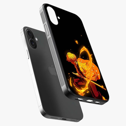 Thunder Flame Execution Glass Case laid diagonally highlighting side profile, edges and glossy glass shine.