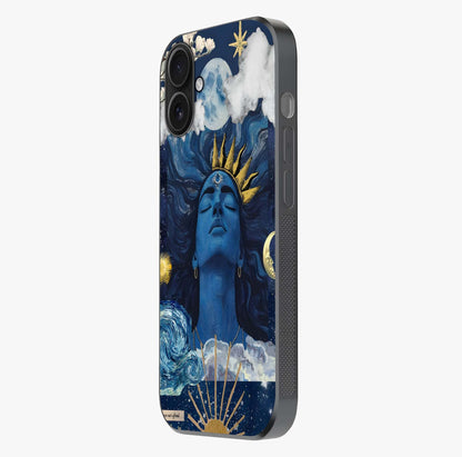 Aesthetic Lord Shiva Glass Case photographed in natural light showing reflective finish and design depth.