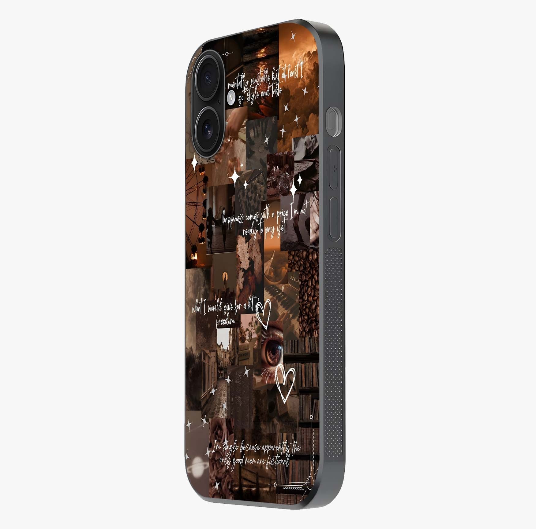 Bittersweet Aesthetic Chaos Glass Case photographed in natural light showing reflective finish and design depth.