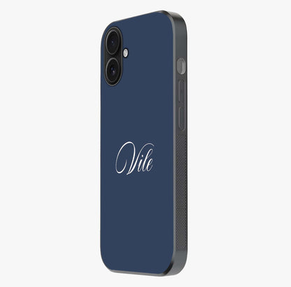 Blue Background Personalized Custom Name Glass Case photographed in natural light showing reflective finish and design depth.