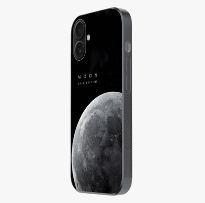 Cosmic Moon Glow Glass Case photographed in natural light showing reflective finish and design depth.
