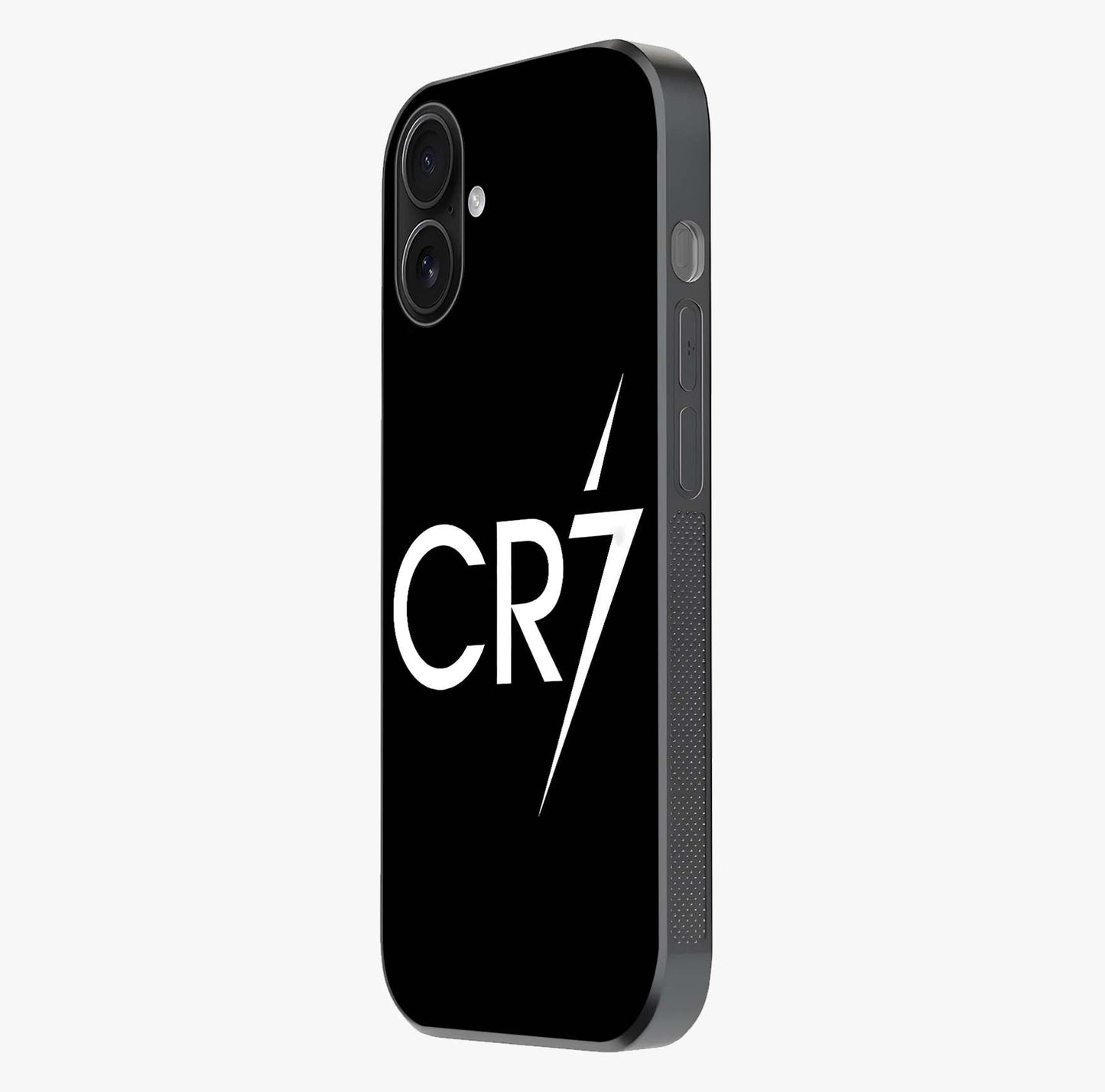 Cr7 Elite Strike Glass Case photographed in natural light showing reflective finish and design depth.