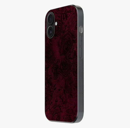 Crimson Fade Flow Glass Case photographed in natural light showing reflective finish and design depth.