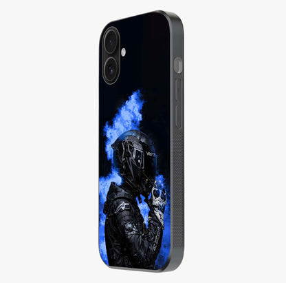 Cyber Sentinel Protocol Glass Case photographed in natural light showing reflective finish and design depth.